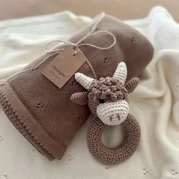 Organic Knit Baby Blanket - Cream (Cloverleaf Eyelet)