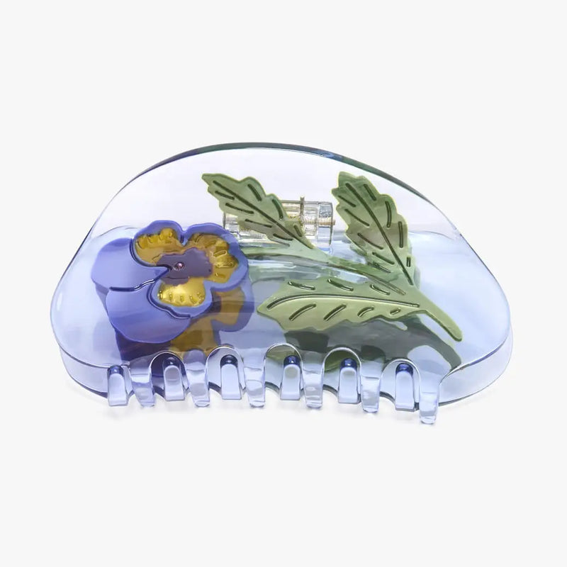 Viola Violet Pansy Flower Purple Acetate Hair Claw Clip