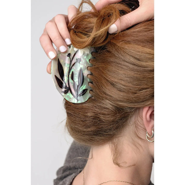 Bryony Floral Xl Deep Women's Hair Claw Accessory in Cream