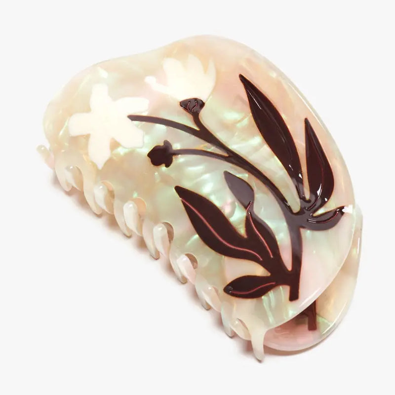 Bryony Floral Xl Deep Women's Hair Claw Accessory in Cream