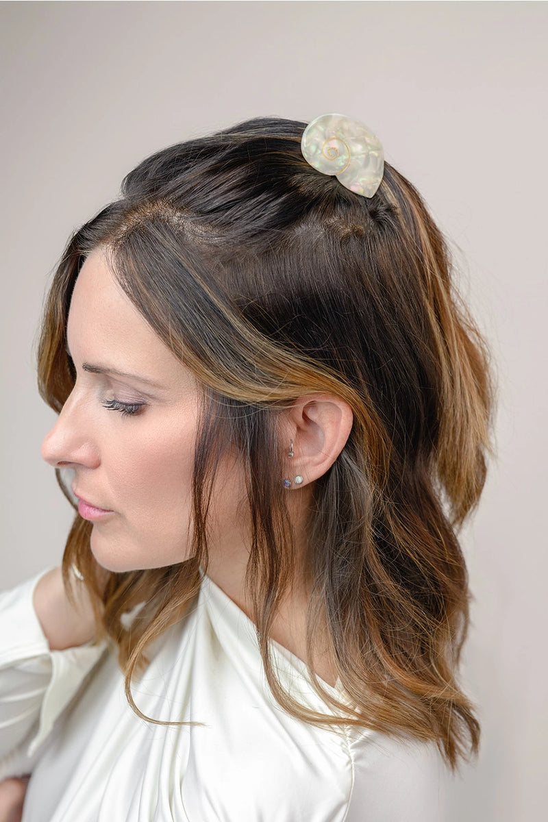 Siren Sea Shell Opal Acetate Mini Hair Claw For A Mermaid