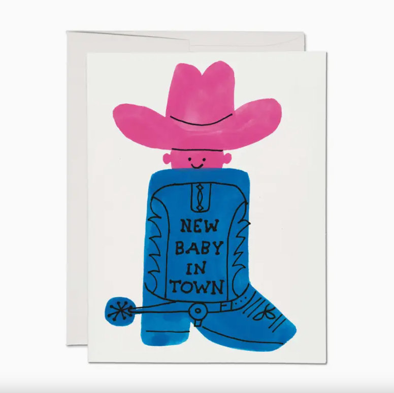 New Baby In Town Card Red Cap