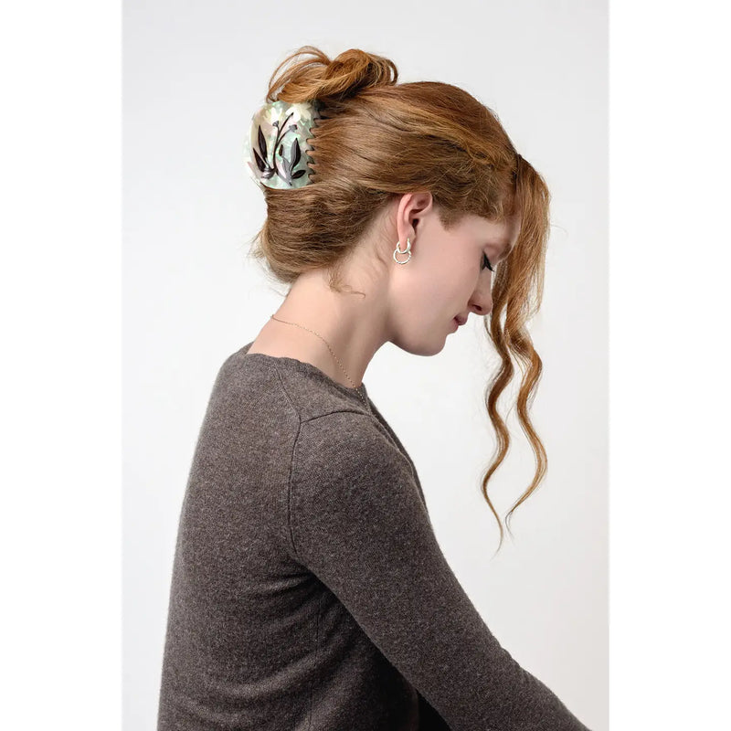 Bryony Floral Xl Deep Women's Hair Claw Accessory in Cream
