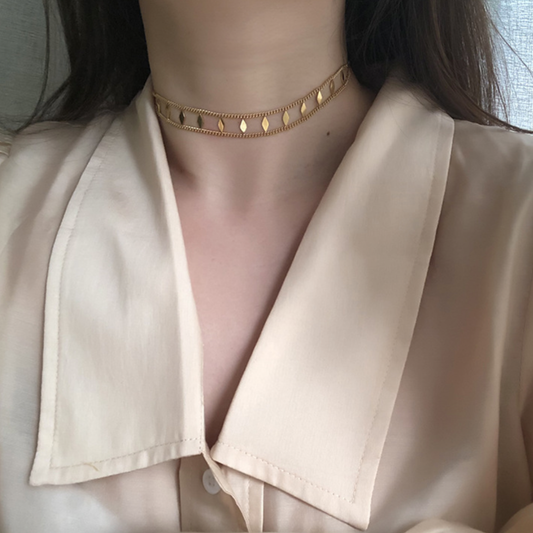 14K GOLD PLATED GREEK CHOKER NECKLACE | 316L STAINLESS STEEL