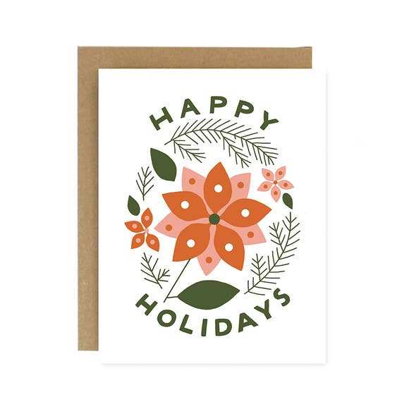 Happy Holidays Poinsettia Card
