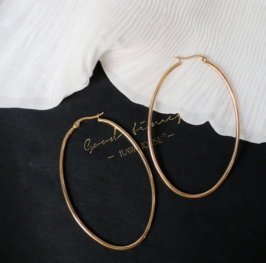 18K GOLD PLATED LARGE HOOP EARRING | 316L STAINLESS STEEL