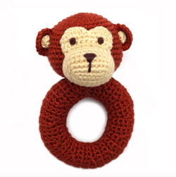 Monkey Ring Hand Crocheted Rattle