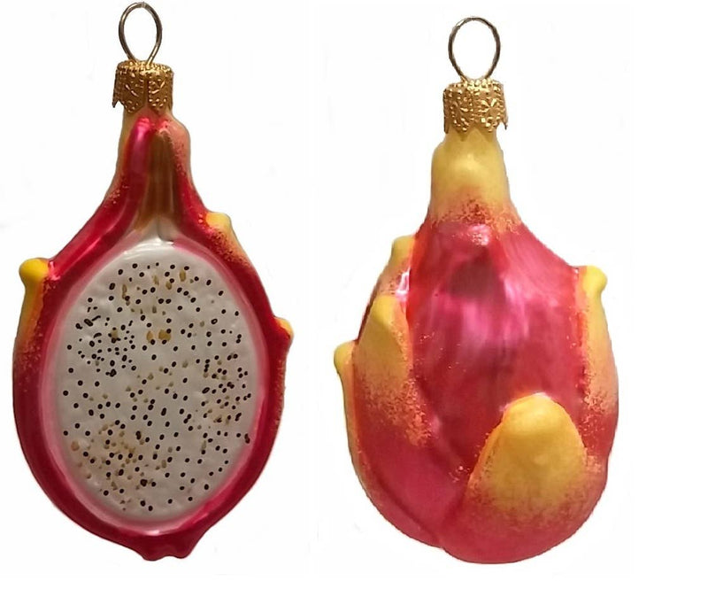 Slice of Pitaya Dragon Fruit Polish Glass Christmas Ornament