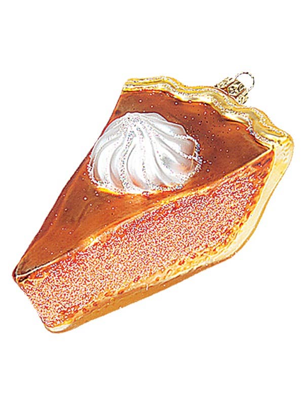 Slice of Pumpkin Pie Polish Glass Christmas Ornament