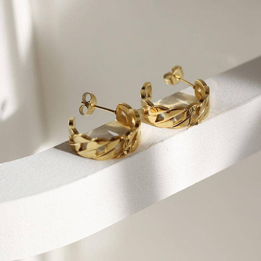 18K GOLD PLATED FRENCH HOLLOW EARRING | 316L STAINLESS STEEL