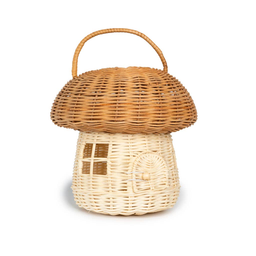 Rattan mushroom basket nursery decor